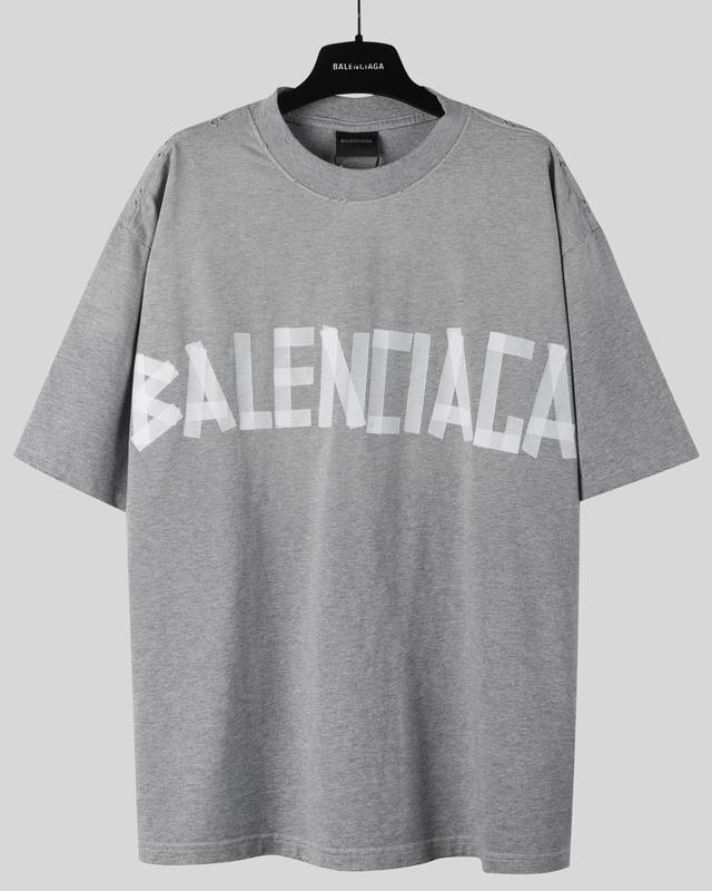 Balenciaga Ss25 The highest version on the market Masking tape grey short sleeve