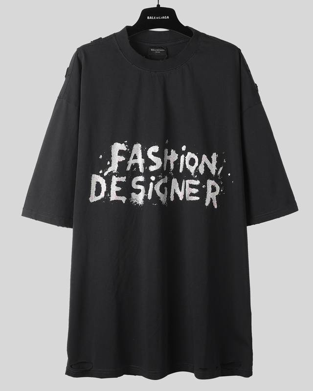 Balenciaga 25Ss The highest version on the market Paris gold glitter short sleev