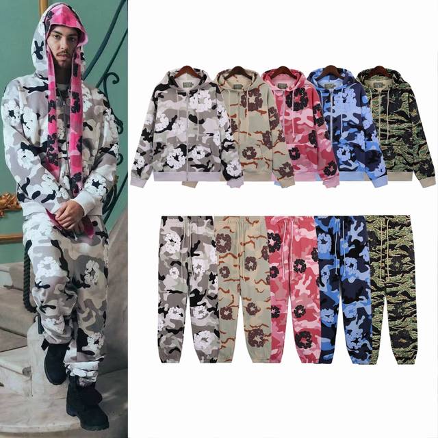 Style number: 6026 Fabric: 380g camouflage terry Sweatshirt Pants Denim Tears Ma