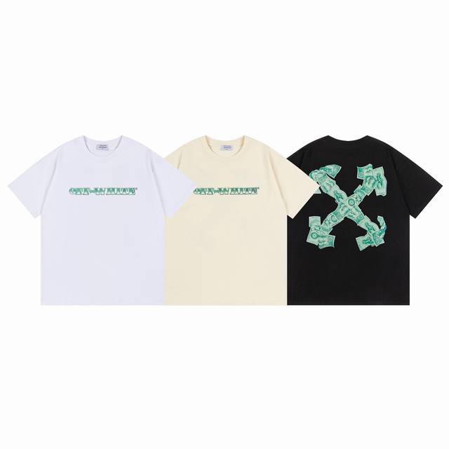 9015#, Off White new loose fit short-sleeved T-shirt Size: SML Xl Color: white b
