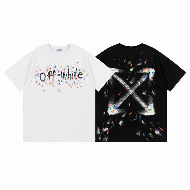 9068#, Off White new loose fit short-sleeved T-shirt Size: SML Xl Color: Black W