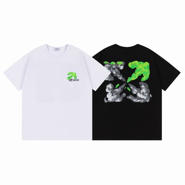9053# , Off White new loose fit short-sleeved T-shirt Size: SML Xl Color: Black