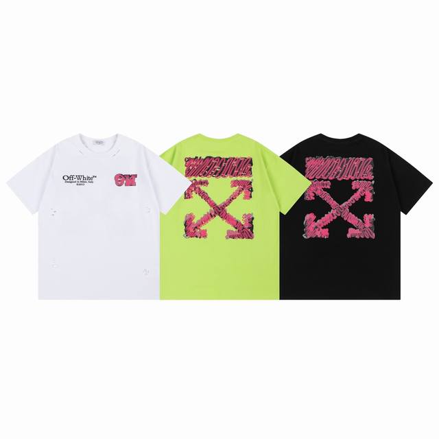 9051#, Off White new loose fit short-sleeved T-shirt Size: SML Xl Color: black w