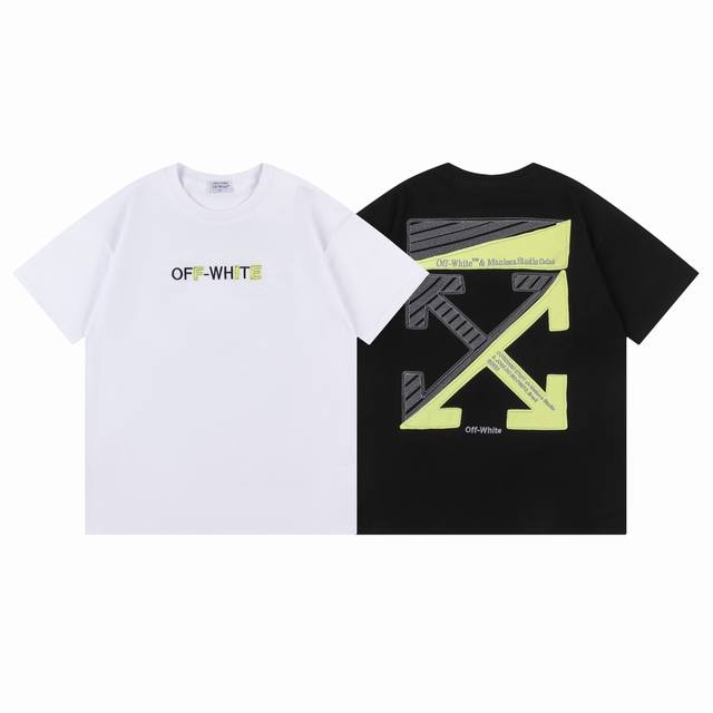 9037# , Off White new loose fit short sleeve T-shirt Size: SML Xl Color: Black W