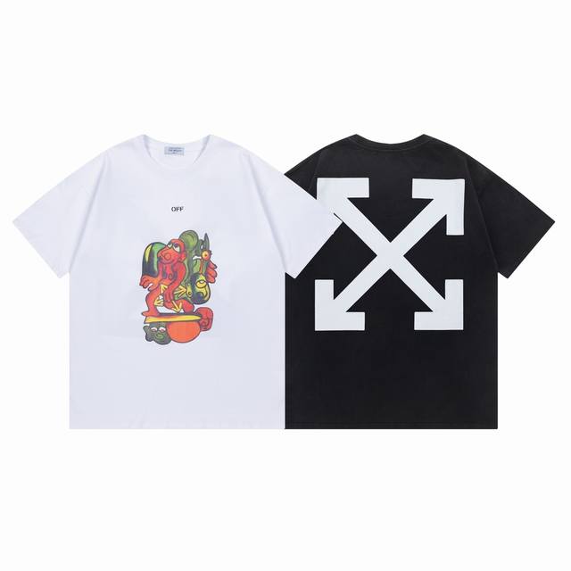 9030#, Off White new loose fit short-sleeved T-shirt Size: SML Xl Color: Black W