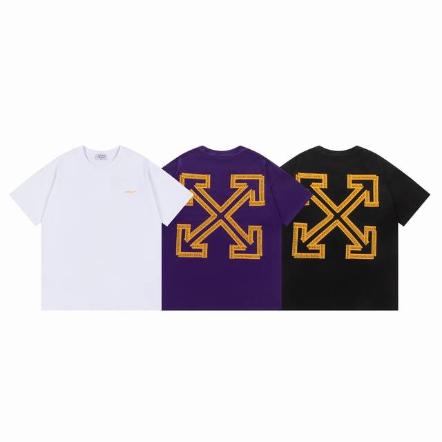 9028# , Off White new loose fit short sleeve T-shirt Size: SML Xl Color: black w