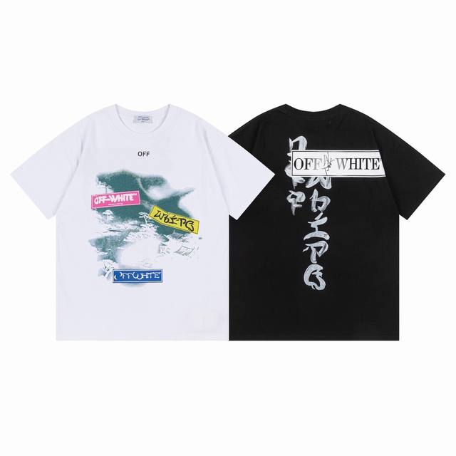9020#, Off White new loose fit short-sleeved T-shirt Size: SML Xl Color: Black W