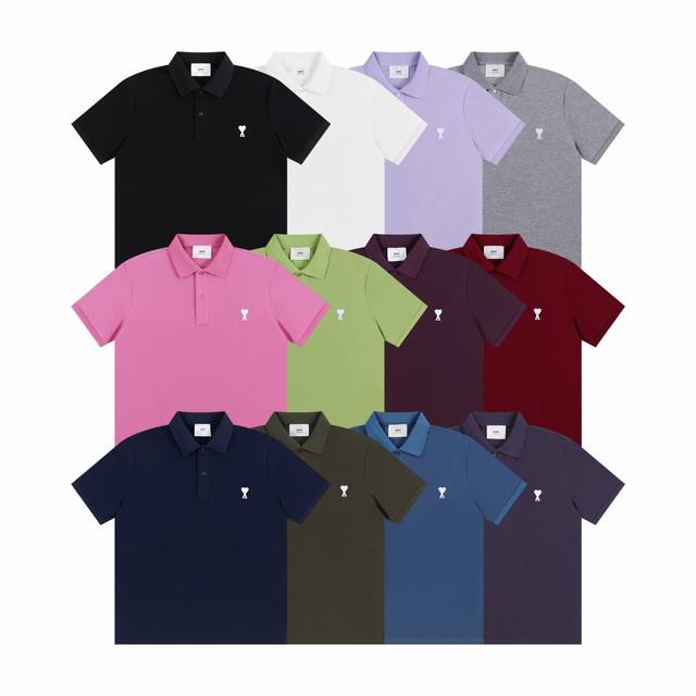 Style 127 12 colors Ami lapel flat embroidered white heart polo shirt classic ho