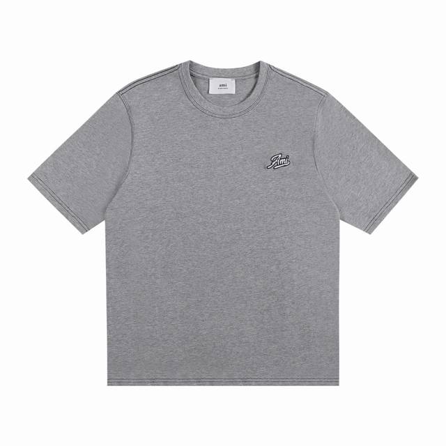 Ami2025 Spring and Summer new T-shirt short sleeves High-weight fabric Synchrono