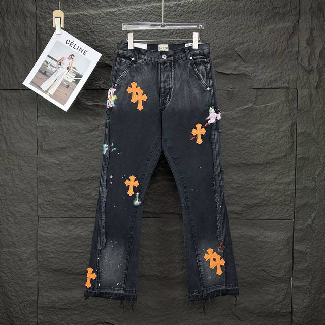 Gallery Dept. Joint 2025 New Ink-splashed Hand-painted Orange Cross Leather Coup