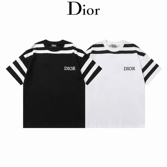 Dior 25Ss new product 260g round neck short sleeve T-shirt stripe design Cd47 pr