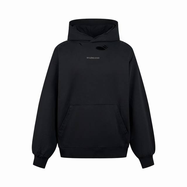 Balenciaga hot-drilled hooded hole sweatshirt Customized double-strand nano-wash