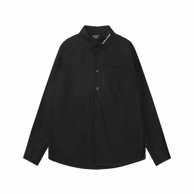 New Balenciaga Blcg 24Ss simple embroidered long-sleeved shirt with letter embro
