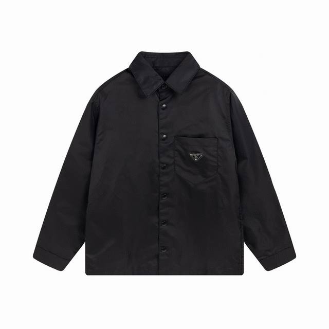 Prad classic custom triangle logo nylon fabric long-sleeved shirt jacket Classic