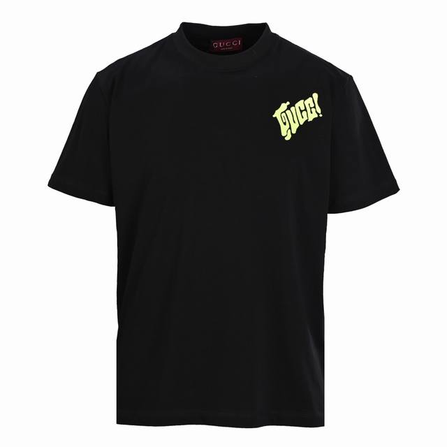 High version Gucci Guc Lido series fluorescent green short-sleeved T-shirt The o