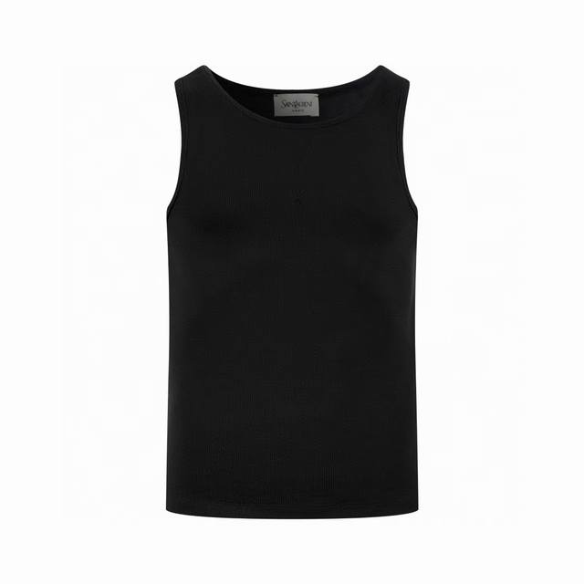 Saintlaurent logo embroidered vest, customized with elegant ribbed cotton, comfo