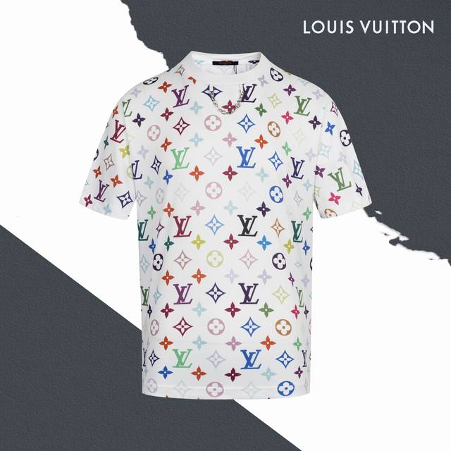 Style No. Sl187 Lv Louis Vuitton collar chain full print Logo print round neck s