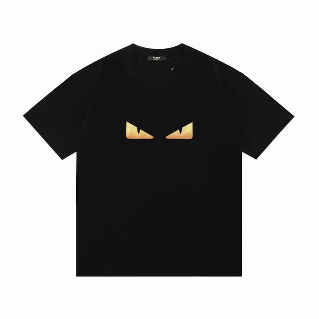 Fendi 2025 new patch embroidered devil eye logo unisex short-sleeved T-shirt Cus