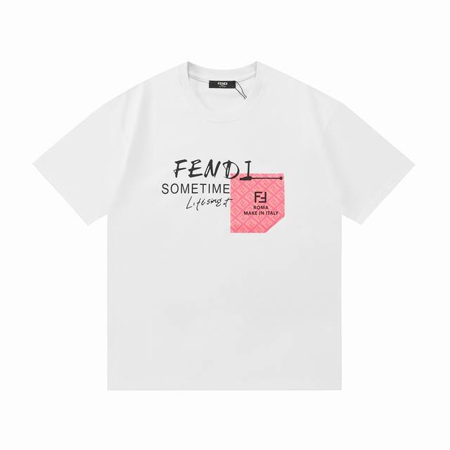 Fendi 2025 new three-dimensional embossed letter logo unisex short-sleeved T-shi