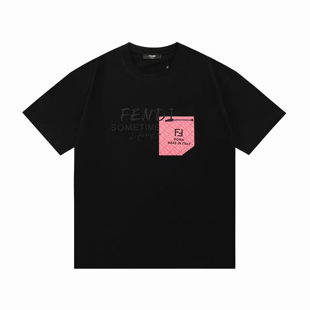 Fendi 2025 new three-dimensional embossed letter logo unisex short-sleeved T-shi