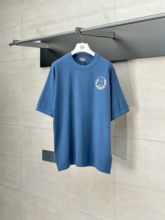 Dio* Dior 25 new limited edition cat embroidered logo short-sleeved T-shirt Made