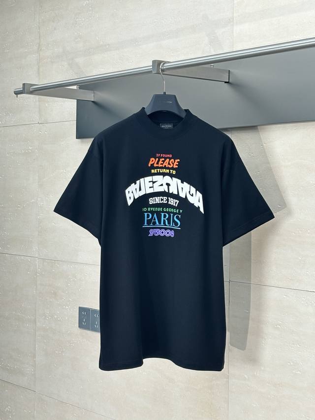 Balenciaga* Paris 25Ss new letter element printed embroidery outline T-shirt Siz
