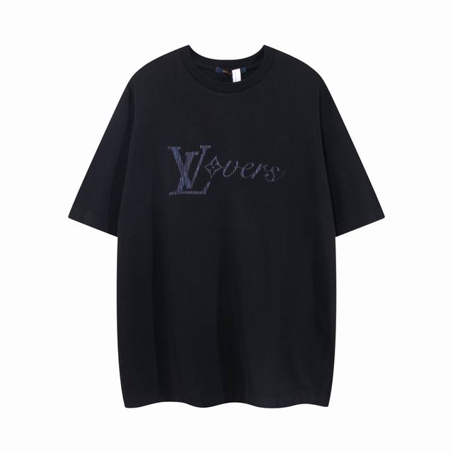High-quality new Lv 25Ss iridescent vertical stripe print short-sleeved T-shirt
