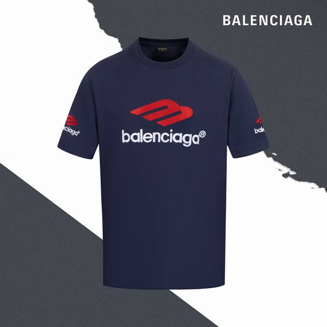 Style Sl2 Newly added navy blue Balenciaga Paris big logo italic 3M letter embro