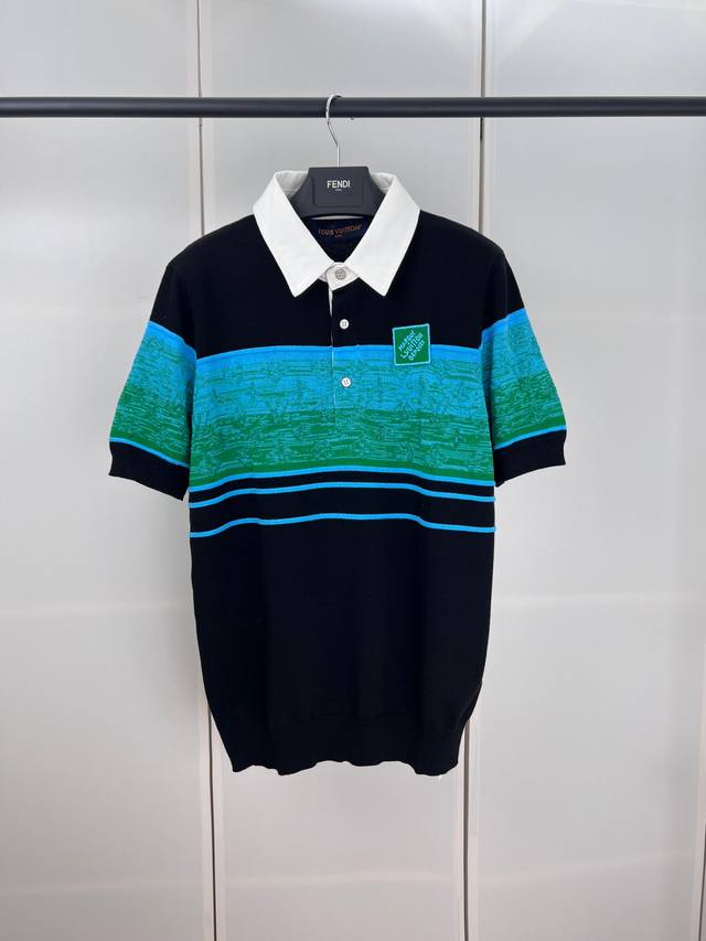 Lv Louis patchwork knitted polo shirt SML Xl
