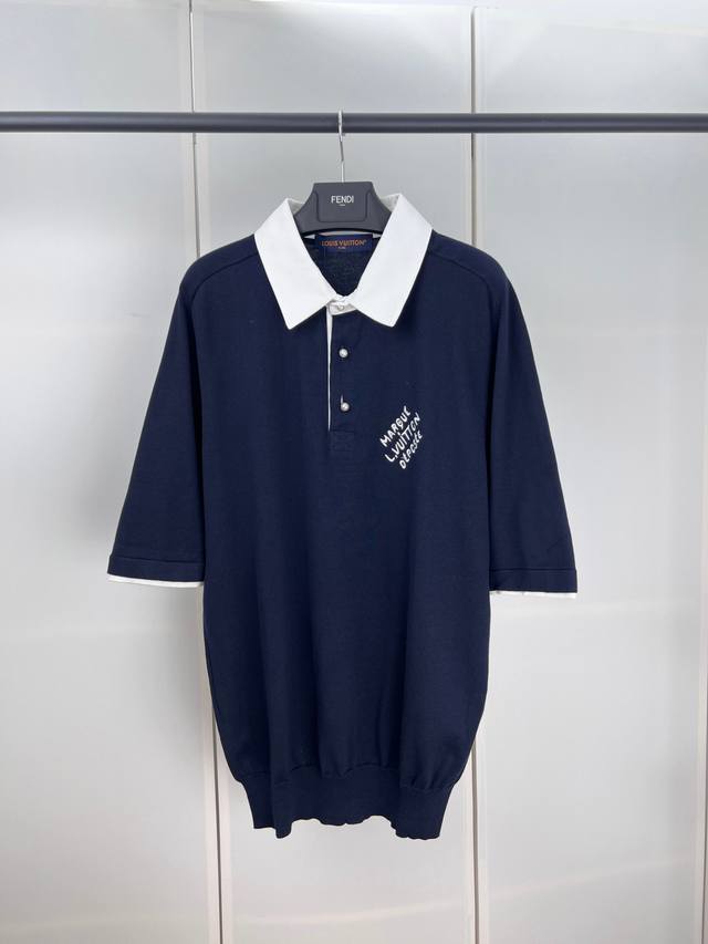 Lv Louis letters embroidered knitted polo shirt SML Xl