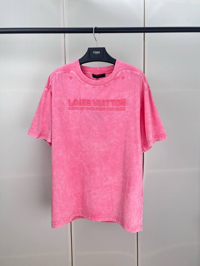 Lv Louis letters embroidered washed short sleeves Xs SML