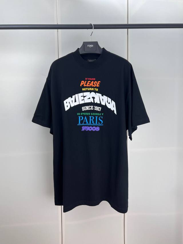 Balenciaga Paris letter embroidered slogan short sleeves 1 2 3 4