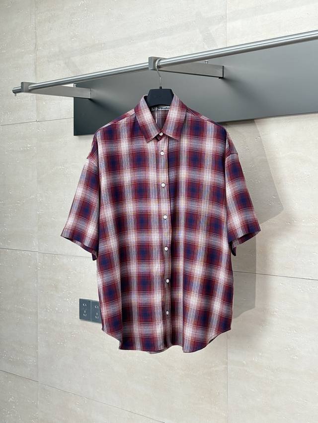 Acne Studi* 25Ss new plaid short-sleeved shirt is made of Xinjiang long-staple c