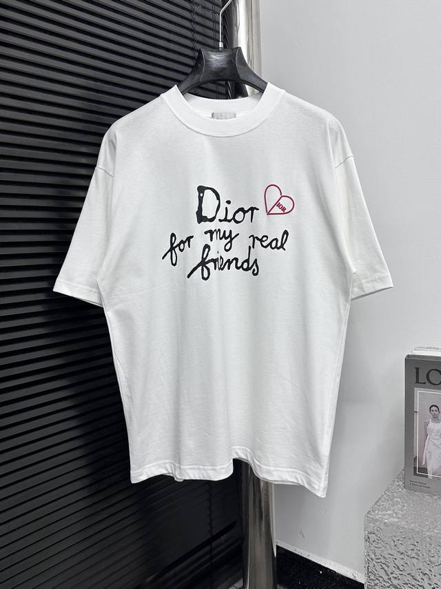 Dior 25Ss Letter Logot T-shirt Short Sleeves Heavy 260G Cotton Double Yarn Fabri