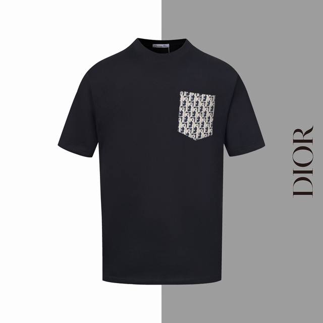 Style #Z217 Dior denim patch pocket print round neck short sleeves Same style as