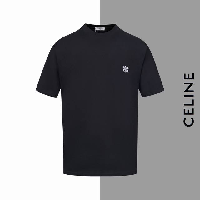 Style #Z205 Celine classic small logo embroidered round neck short sleeves Celin