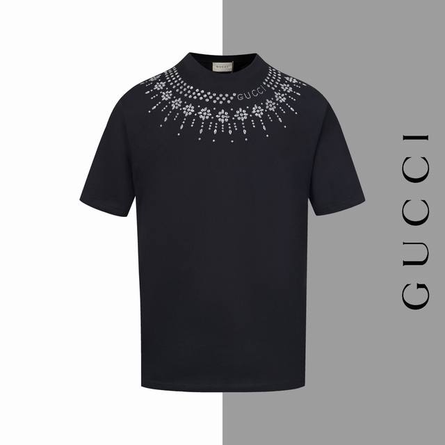 Style #Z194 Gucci hot diamond necklace with full diamond round neck short sleeve