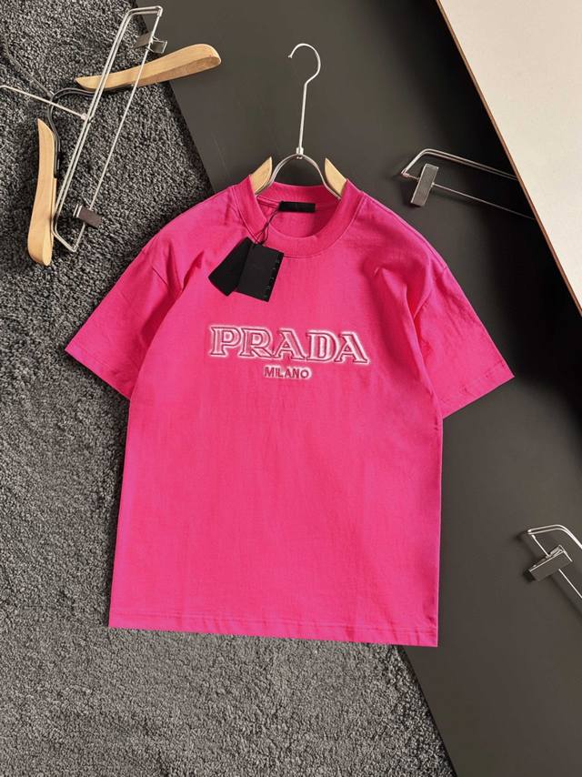 Prada Prada slightly wide version S-Xl new three-dimensional logo embroidery on