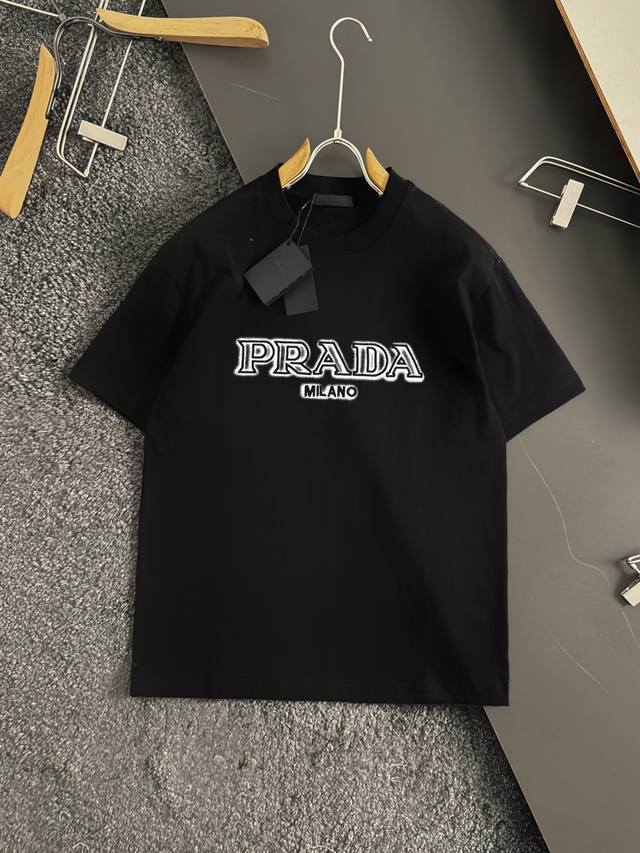 Prada Prada slightly wide version S-Xl new three-dimensional logo embroidery on