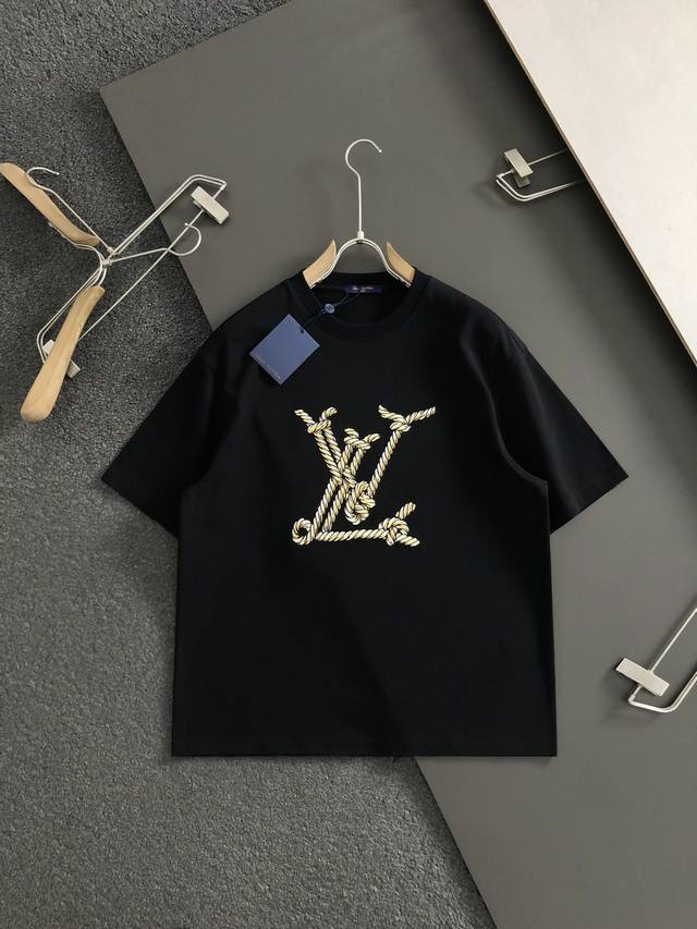 Lv 25Ss new classic hemp rope letter embroidery Logo letter embroidery round nec