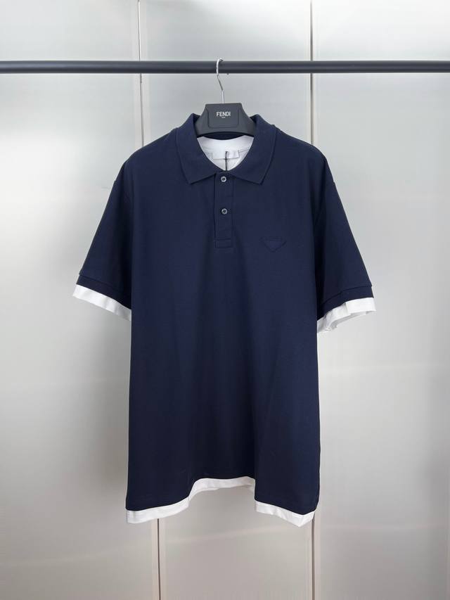 Prada triangle logo contrast color Polo shirt SML Xl