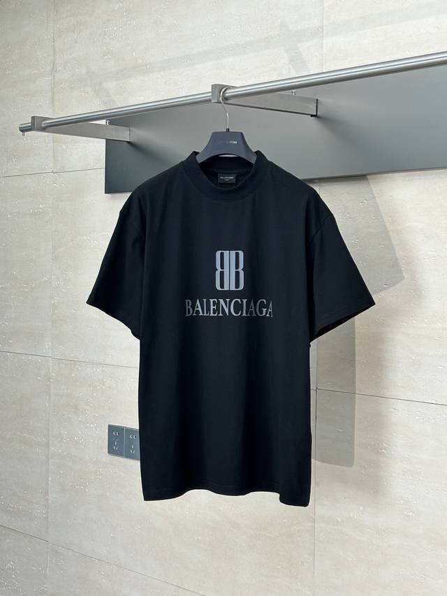 Balenciag* Paris Blcg New Double B Letter Logo Printed Short Sleeve Made of 15S