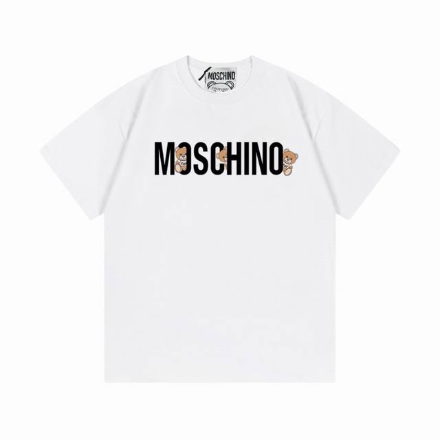 Moschino 2025 new super cute series letter bear logo unisex short-sleeved T-shir