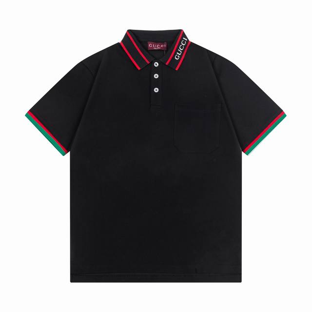 Gucci 2025 new light luxury color matching flat collar collar letter logo unisex