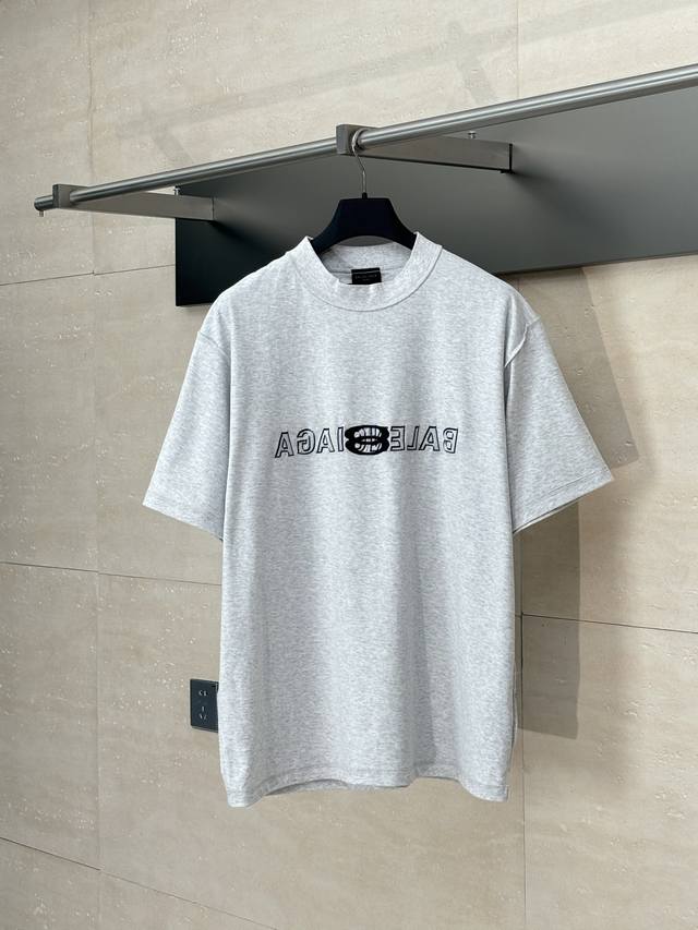 Balenciag* Paris Blcg double ring reverse print short sleeves 32-count tight new