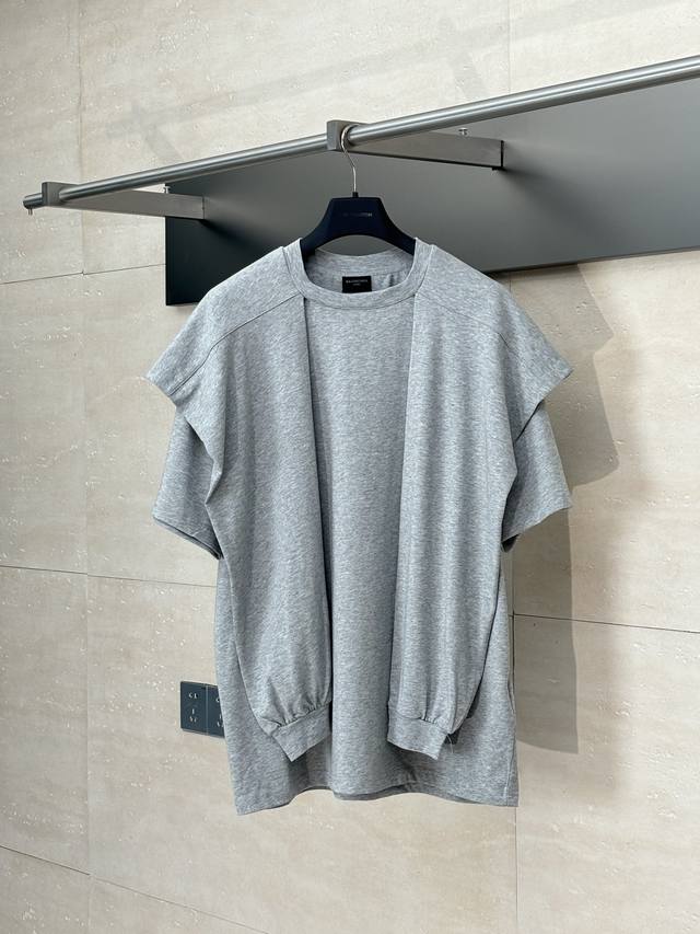 Balenciag* Paris Blcg fake two-piece four-sleeve cape short-sleeved T-shirt T-sh