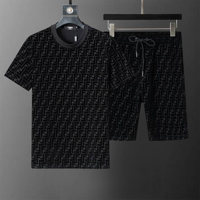 Spring and summer official website synchronized new round neck short suit, Ff fu