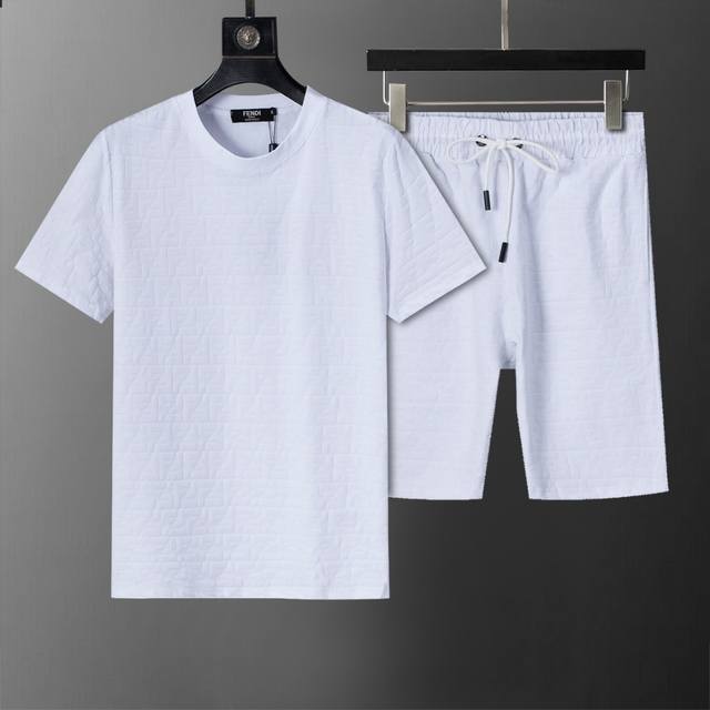 Spring and summer official website synchronized new round neck short suit, Ff fu