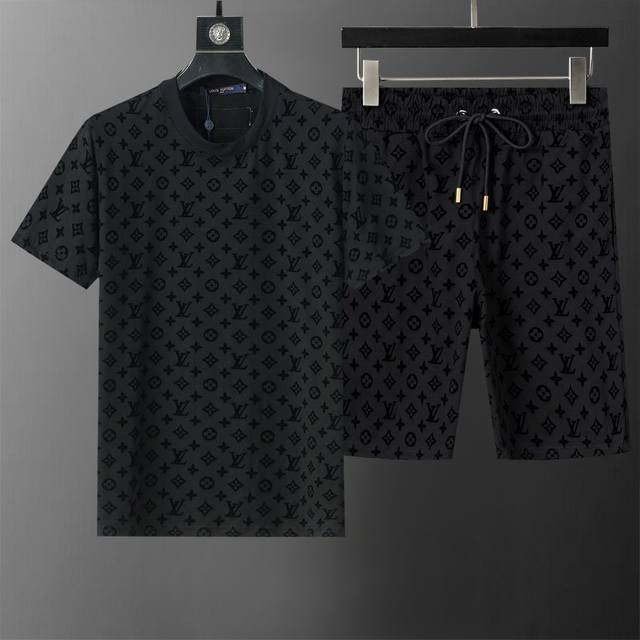 Spring and summer official website synchronized new round neck short suit, full