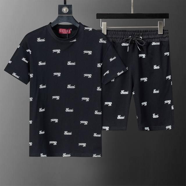 Spring and Summer official website synchronized new round neck short suit, 250 g